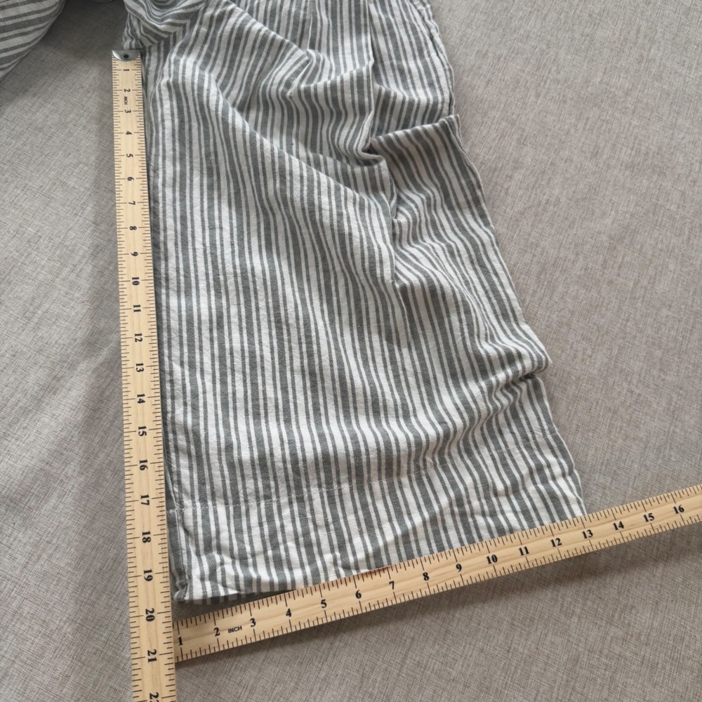 Gap Womens 0 Striped Linen Cotton Cropped Wide Leg Culottes Striped Coastal - Picture 5 of 8